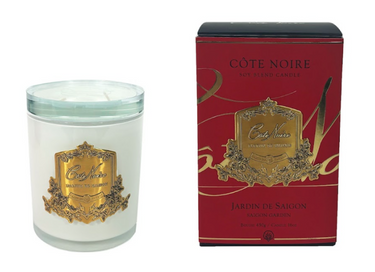 CHRISTMAS CANDLE SAIGON GARDEN | WHITE VESSEL & GOLD BADGE - CGW45042